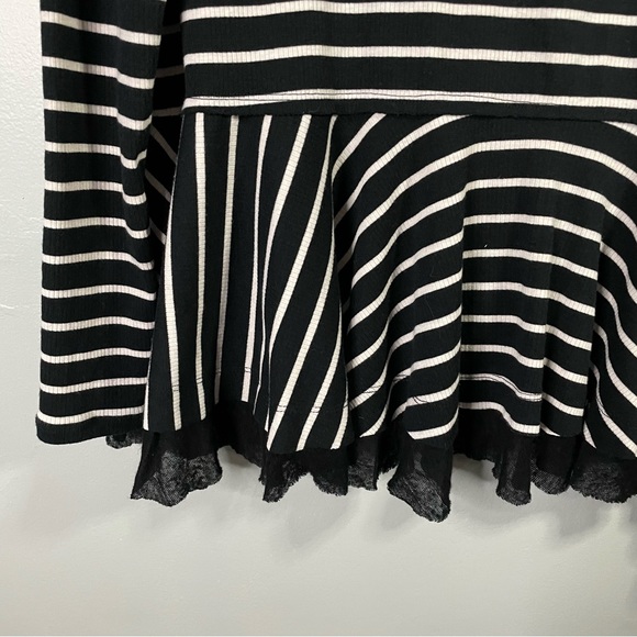 We The Free Free People Striped V Neck Boho Loose Fit Long Sleeve Blouse Small - Picture 5 of 7